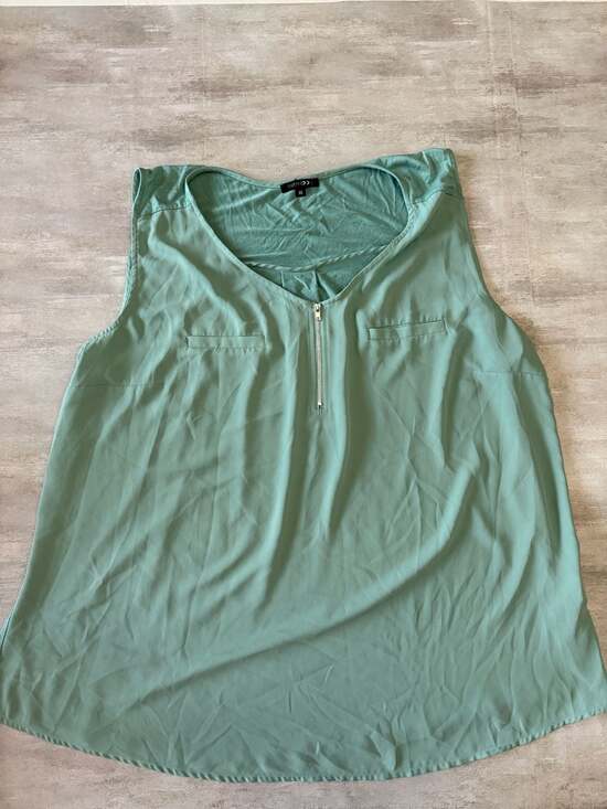 Papermoon Tops - Papermoon Plus Size 3X Seafoam Green Sleeveless Zipper‎ V-Neck Blouse